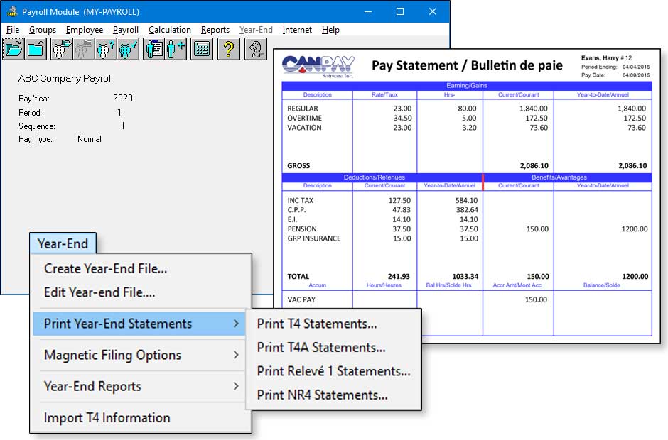 GrandMaster Suite payroll Software screens and reports